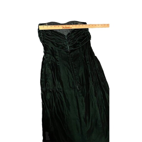 Vintage Velvet Emerald Green Strapless Sweetheart Mermaid Gown Maxi Bow Dress S - Picture 7 of 10
